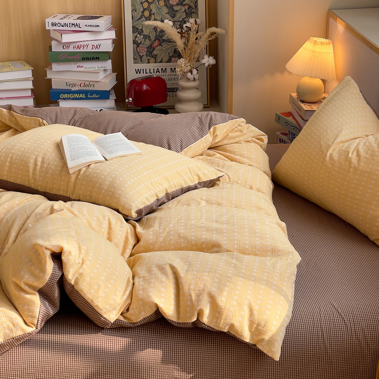 91家纺网 家纺一手货源 找家纺 炫拼家纺 2026新款A类全棉色织提花40支水洗棉四件套-花语系列 花语一花漾