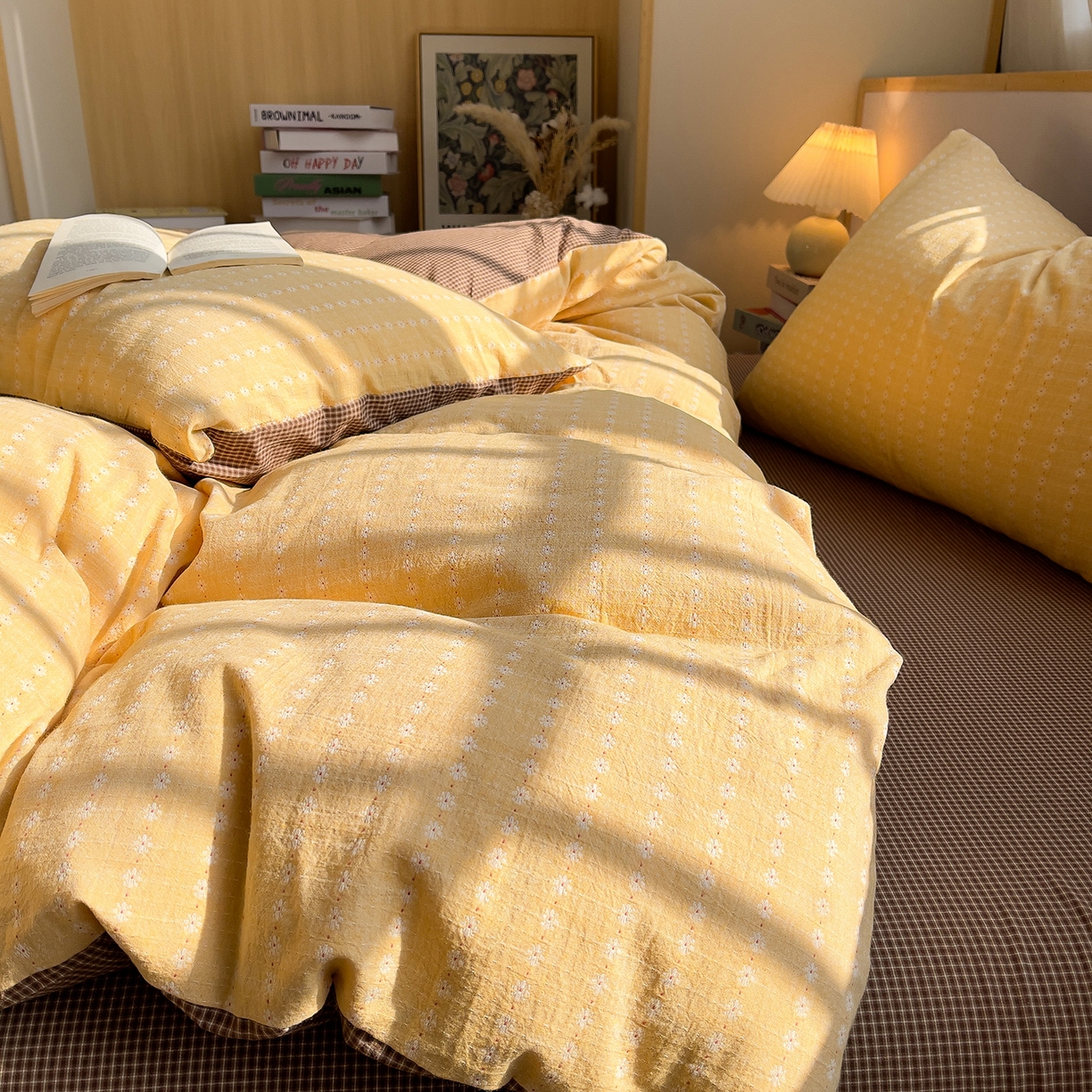 91家纺网 家纺一手货源 找家纺 炫拼家纺 2026新款A类全棉色织提花40支水洗棉四件套-花语系列 花语一花漾