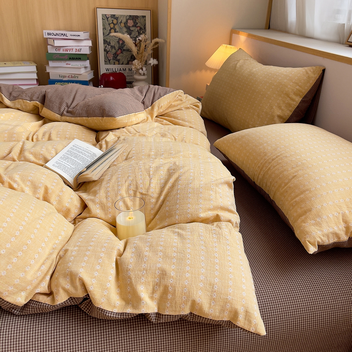 91家纺网 家纺一手货源 找家纺 炫拼家纺 2026新款A类全棉色织提花40支水洗棉四件套-花语系列 花语一花漾