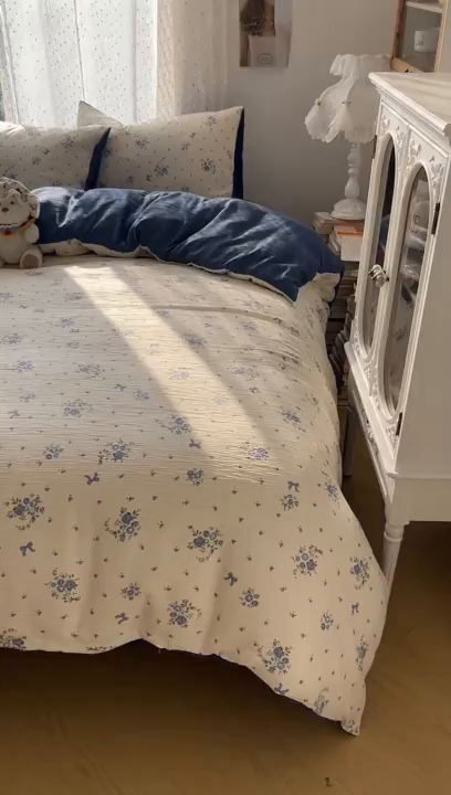 91家纺网 家纺一手货源 找家纺 （总）温眠家纺 2026新款亲肤舒适甄选三层纱印花套件系列四件套