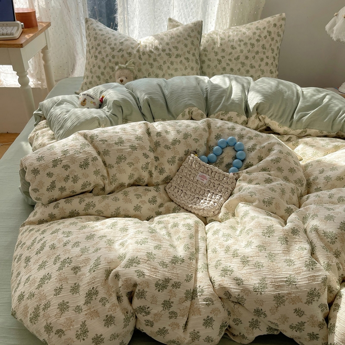 温眠家纺 2026新款亲肤舒适甄选三层纱印花套件系列四件套 沐风