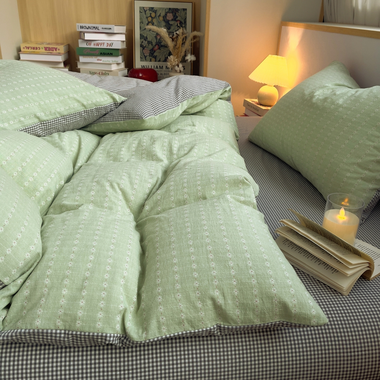 91家纺网 家纺一手货源 找家纺 炫拼家纺 2026新款A类全棉色织提花40支水洗棉四件套-花语系列 花语一夏日