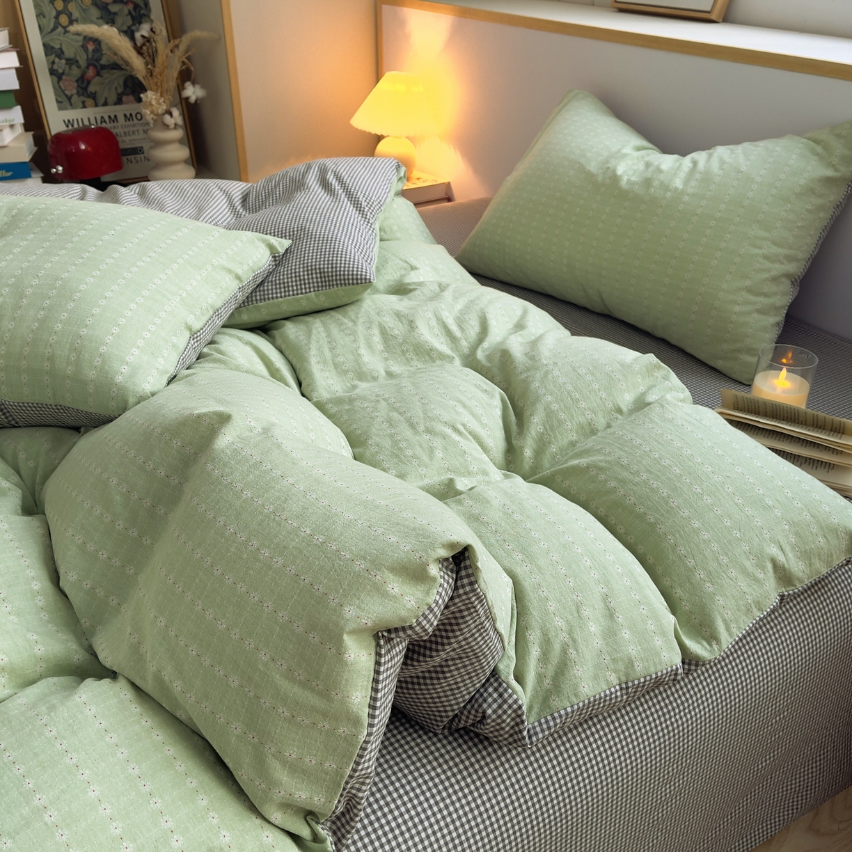 91家纺网 家纺一手货源 找家纺 炫拼家纺 2026新款A类全棉色织提花40支水洗棉四件套-花语系列 花语一夏日