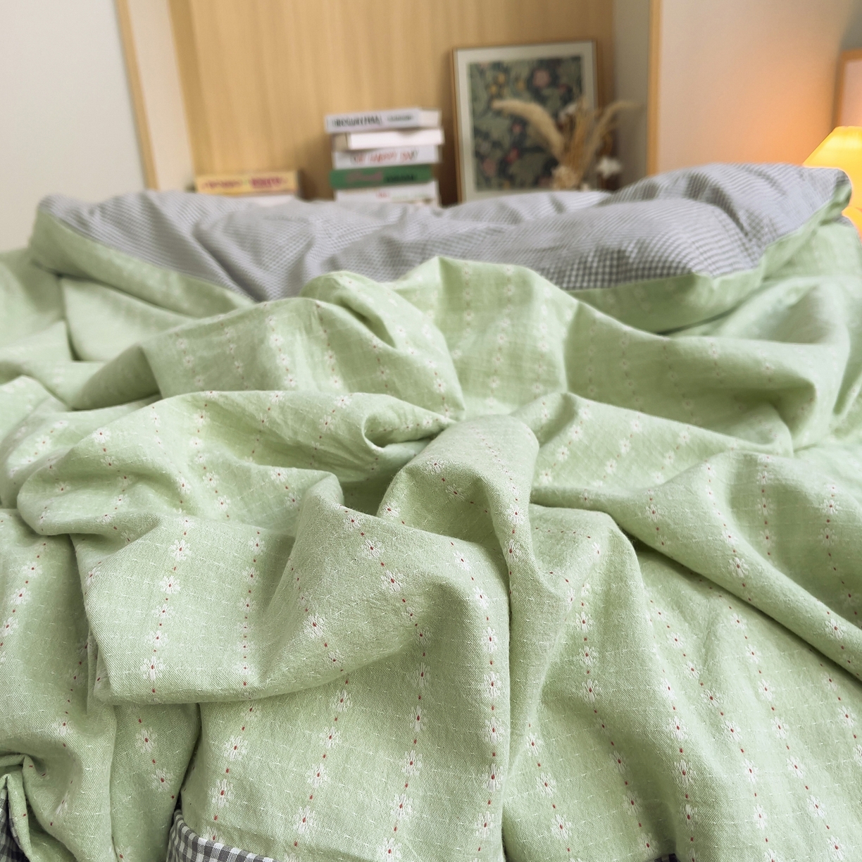 91家纺网 家纺一手货源 找家纺 炫拼家纺 2026新款A类全棉色织提花40支水洗棉四件套-花语系列 花语一夏日