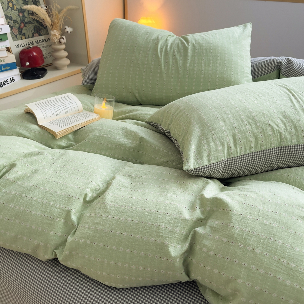 91家纺网 家纺一手货源 找家纺 炫拼家纺 2026新款A类全棉色织提花40支水洗棉四件套-花语系列 花语一夏日