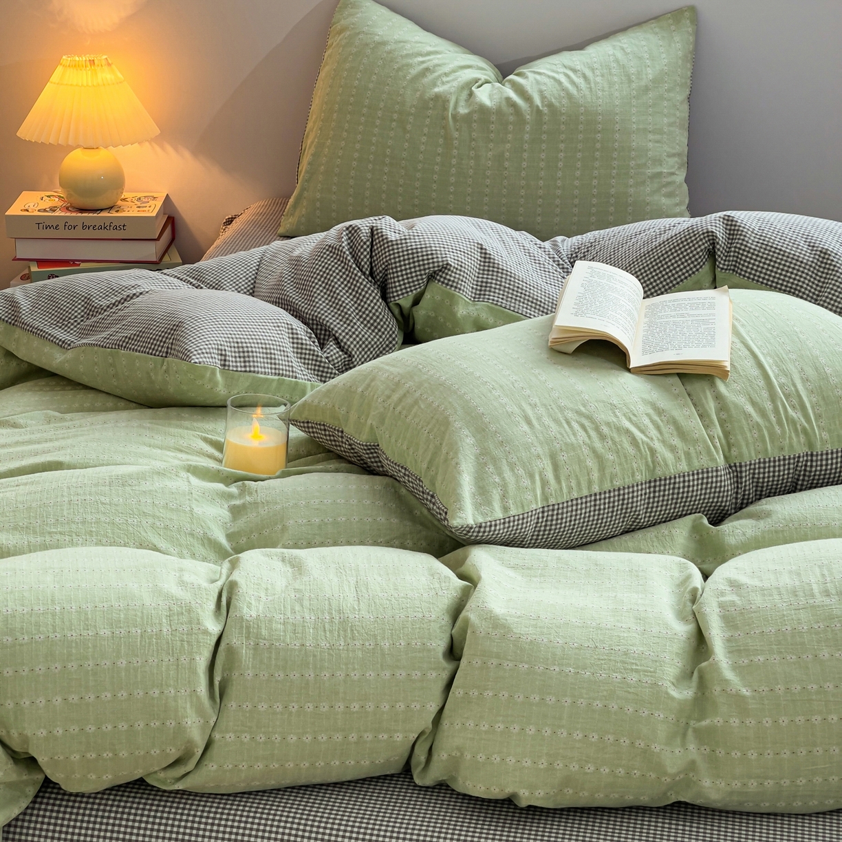 91家纺网 家纺一手货源 找家纺 炫拼家纺 2026新款A类全棉色织提花40支水洗棉四件套-花语系列 花语一夏日