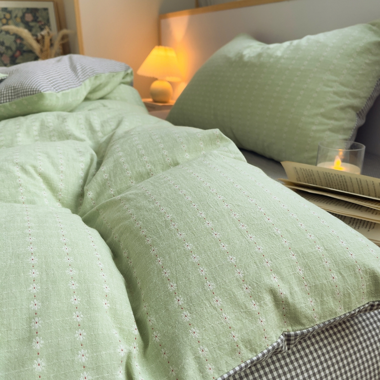 91家纺网 家纺一手货源 找家纺 炫拼家纺 2026新款A类全棉色织提花40支水洗棉四件套-花语系列 花语一夏日