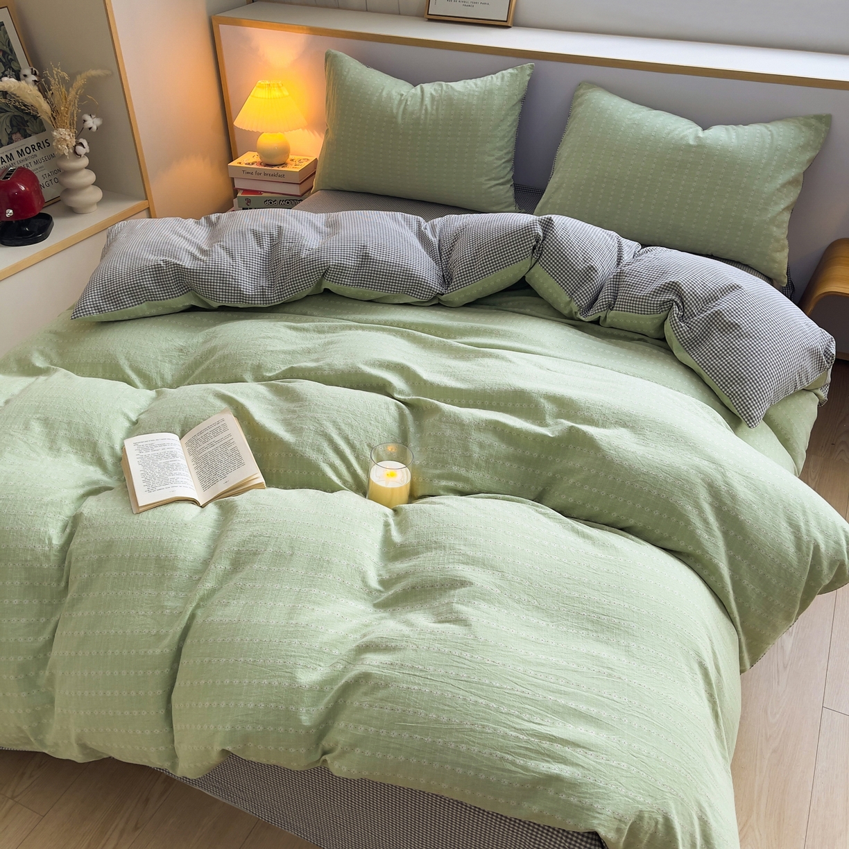 91家纺网 家纺一手货源 找家纺 炫拼家纺 2026新款A类全棉色织提花40支水洗棉四件套-花语系列 花语一夏日