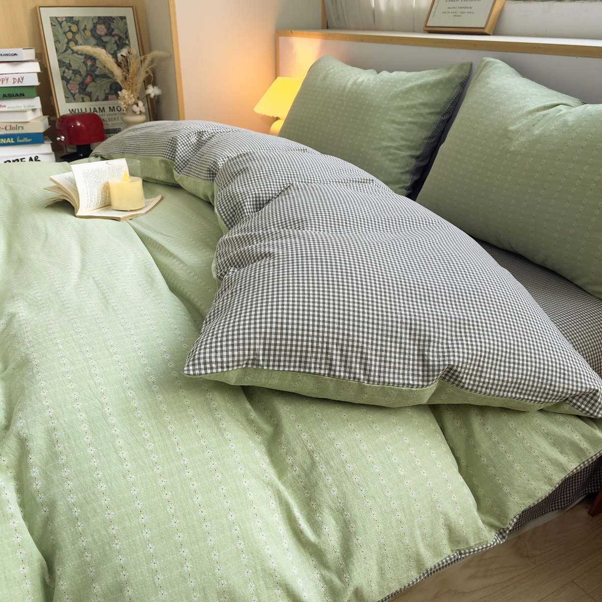 91家纺网 家纺一手货源 找家纺 炫拼家纺 2026新款A类全棉色织提花40支水洗棉四件套-花语系列 花语一夏日