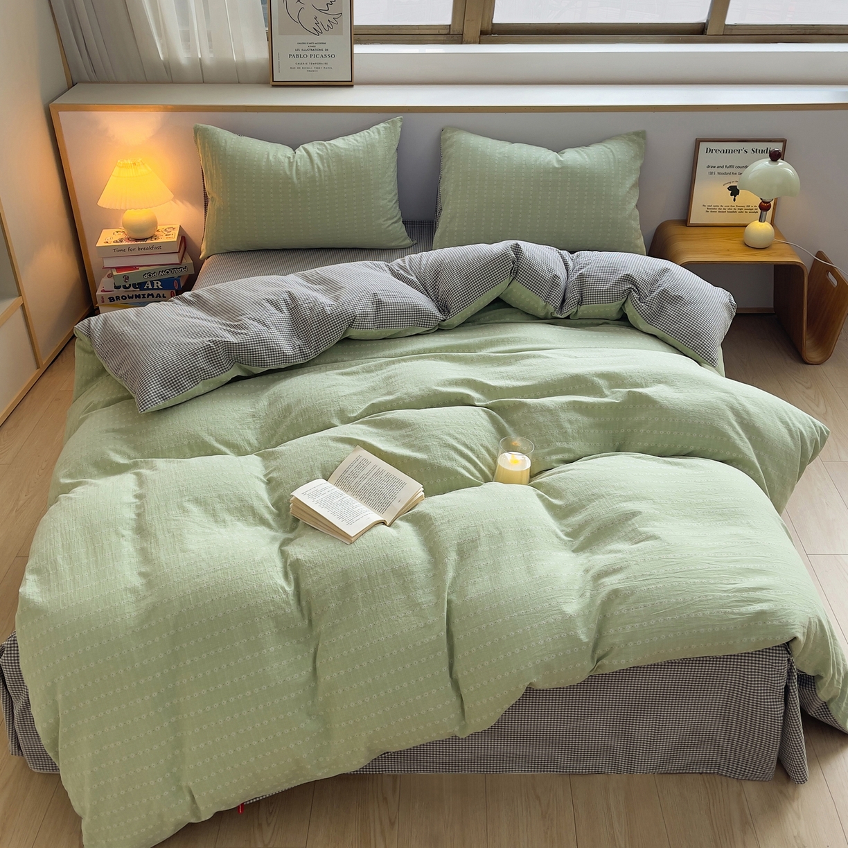 91家纺网 家纺一手货源 找家纺 炫拼家纺 2026新款A类全棉色织提花40支水洗棉四件套-花语系列 花语一夏日