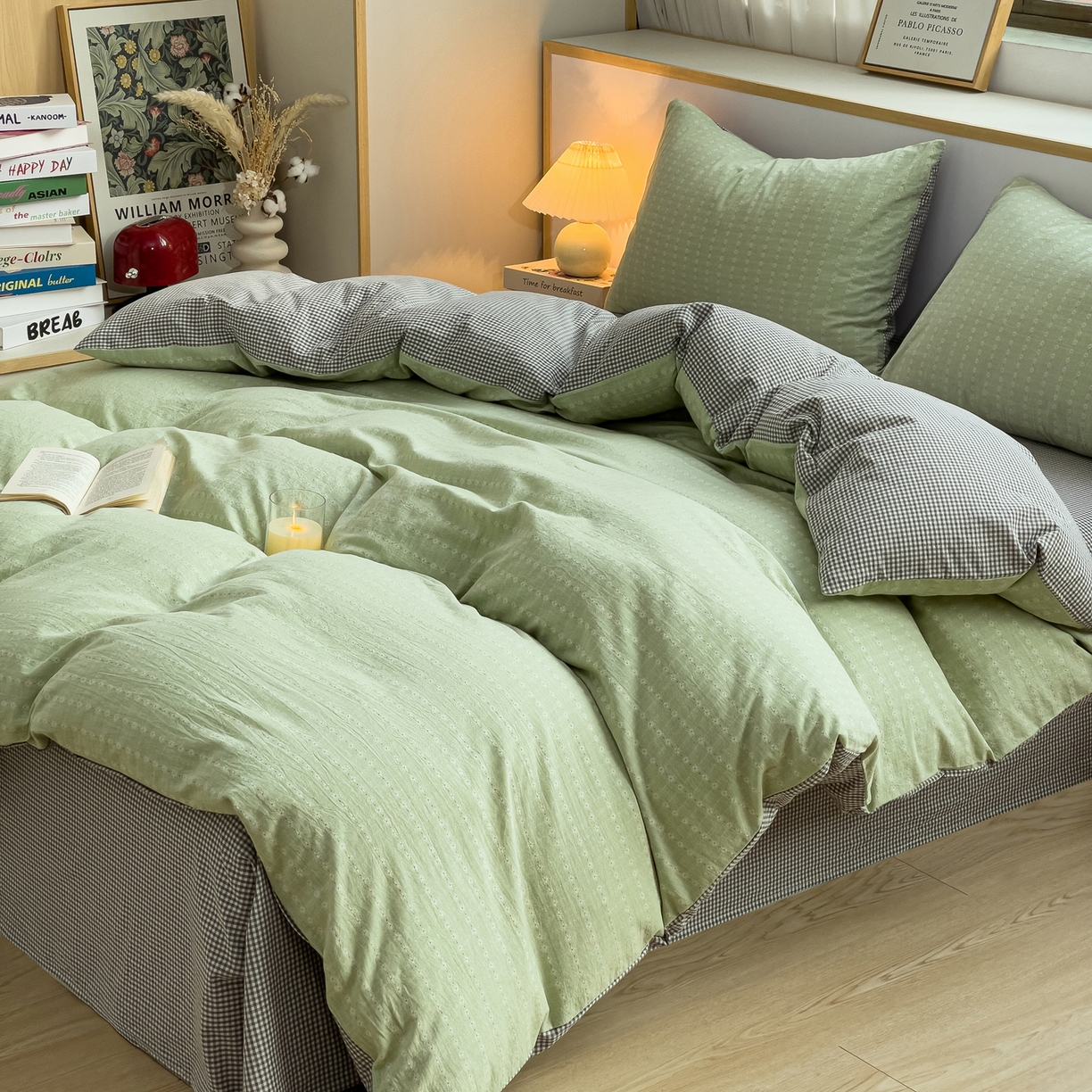 91家纺网 家纺一手货源 找家纺 炫拼家纺 2026新款A类全棉色织提花40支水洗棉四件套-花语系列 花语一夏日