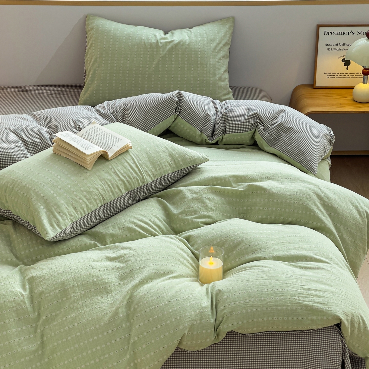 91家纺网 家纺一手货源 找家纺 炫拼家纺 2026新款A类全棉色织提花40支水洗棉四件套-花语系列 花语一夏日