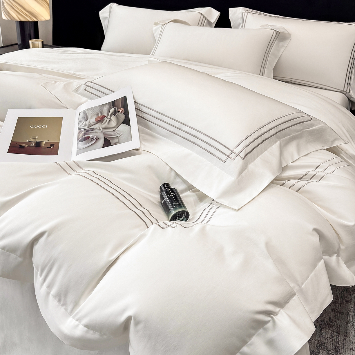 91家纺网 家纺一手货源 找家纺 星蕴家纺 2026新款贡缎长绒棉纯棉四件套-简爱 简爱-珍珠白