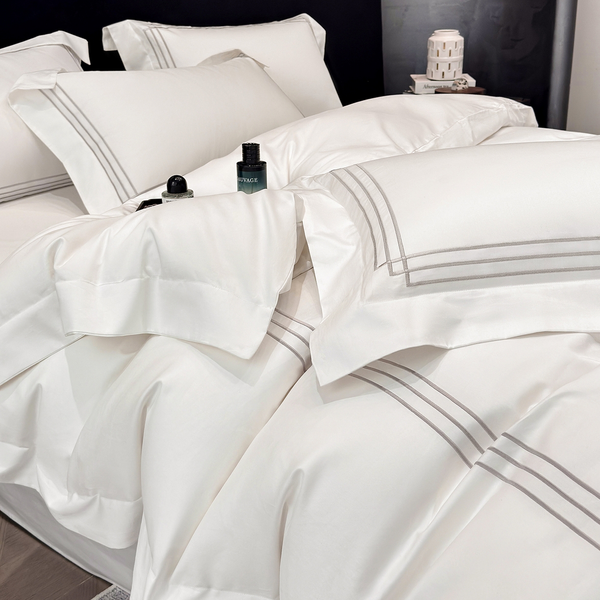 91家纺网 家纺一手货源 找家纺 星蕴家纺 2026新款贡缎长绒棉纯棉四件套-简爱 简爱-珍珠白