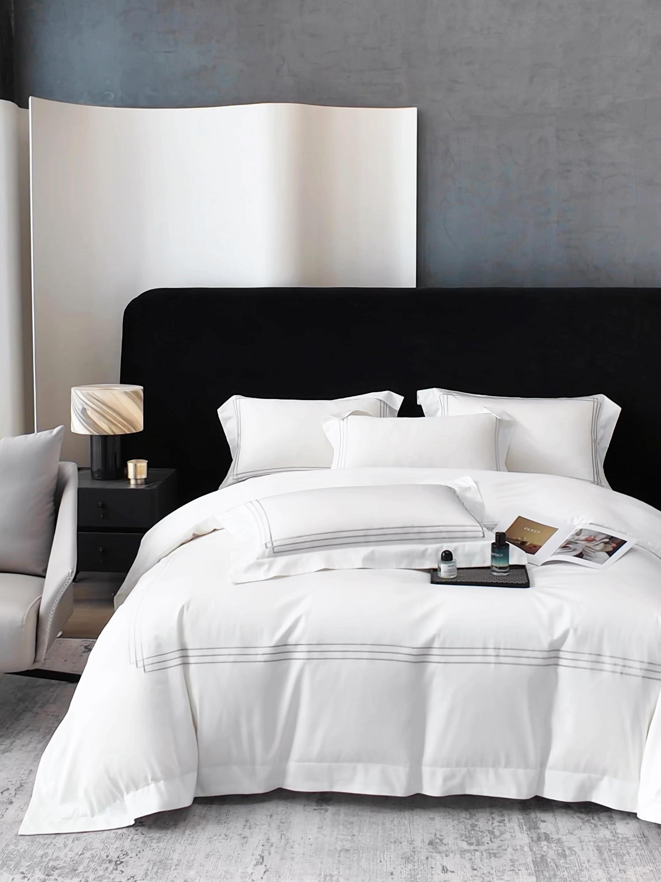 91家纺网 家纺一手货源 找家纺 星蕴家纺 2026新款贡缎长绒棉纯棉四件套-简爱 简爱-珍珠白