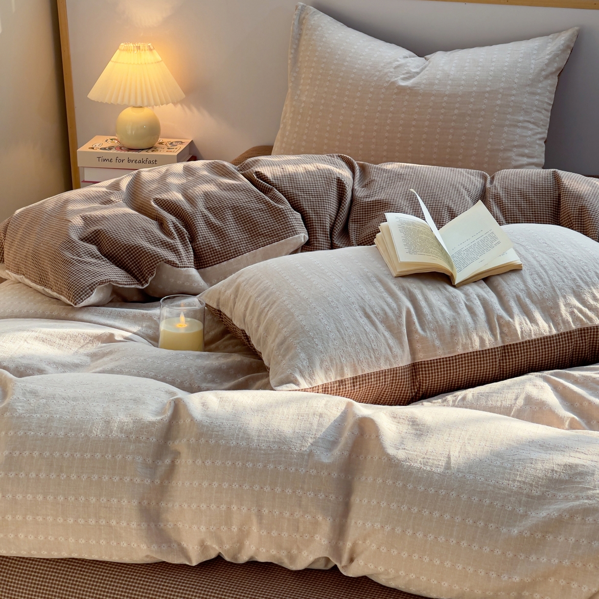 91家纺网 家纺一手货源 找家纺 炫拼家纺 2026新款A类全棉色织提花40支水洗棉四件套-花语系列 花语一初见