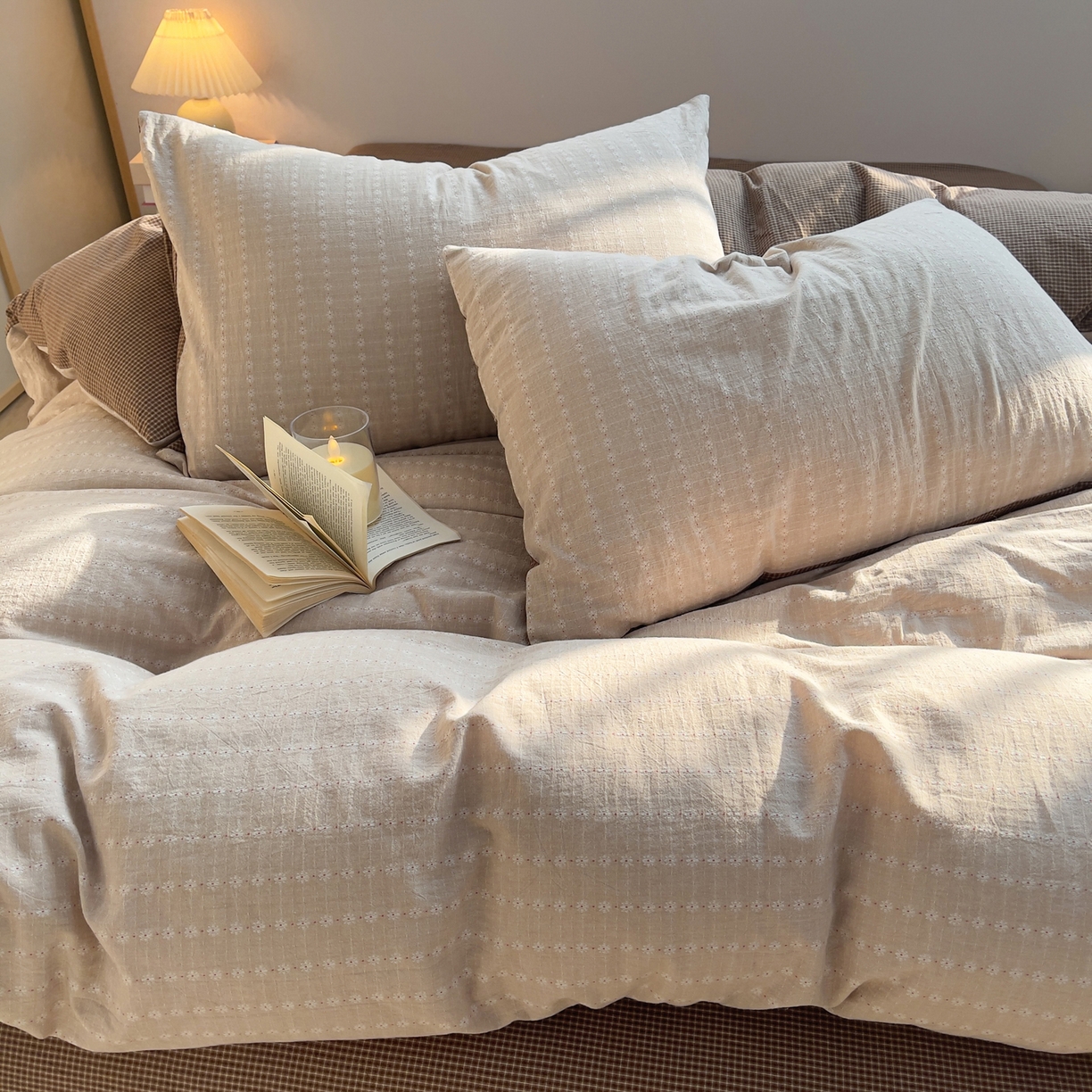 91家纺网 家纺一手货源 找家纺 炫拼家纺 2026新款A类全棉色织提花40支水洗棉四件套-花语系列 花语一初见