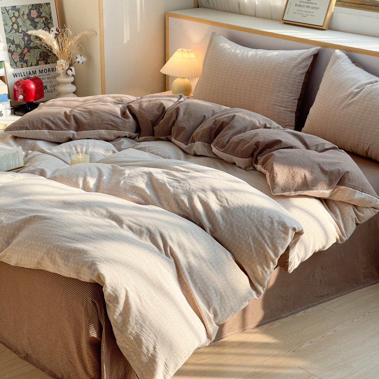 91家纺网 家纺一手货源 找家纺 炫拼家纺 2026新款A类全棉色织提花40支水洗棉四件套-花语系列 花语一初见