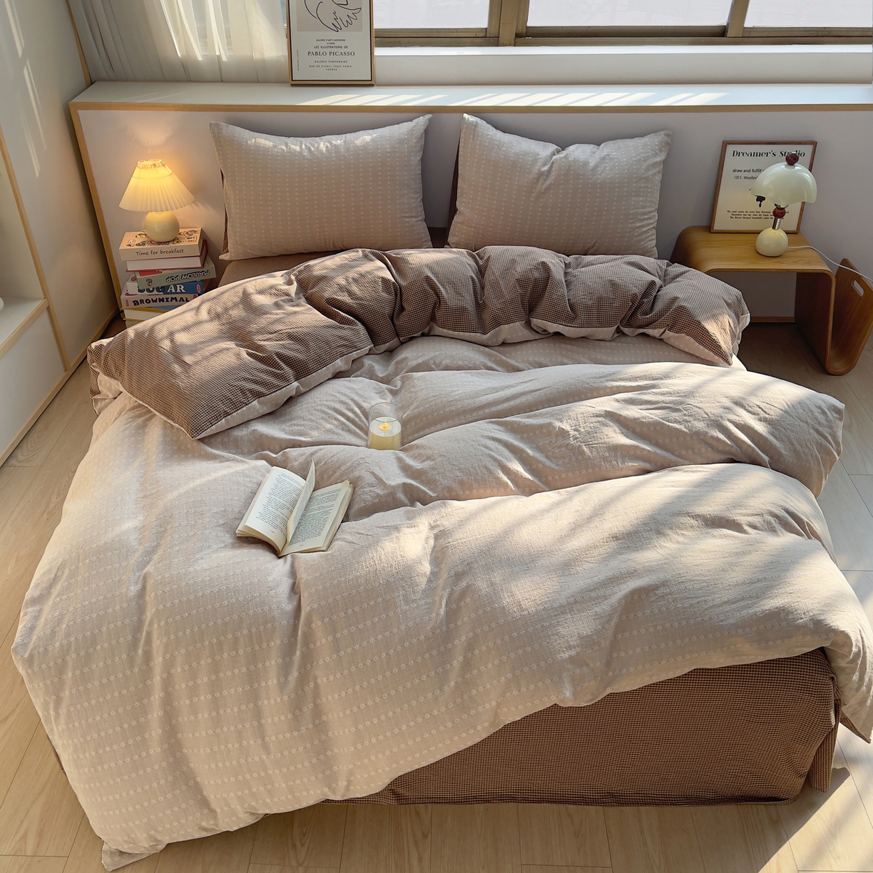 91家纺网 家纺一手货源 找家纺 炫拼家纺 2026新款A类全棉色织提花40支水洗棉四件套-花语系列 花语一初见