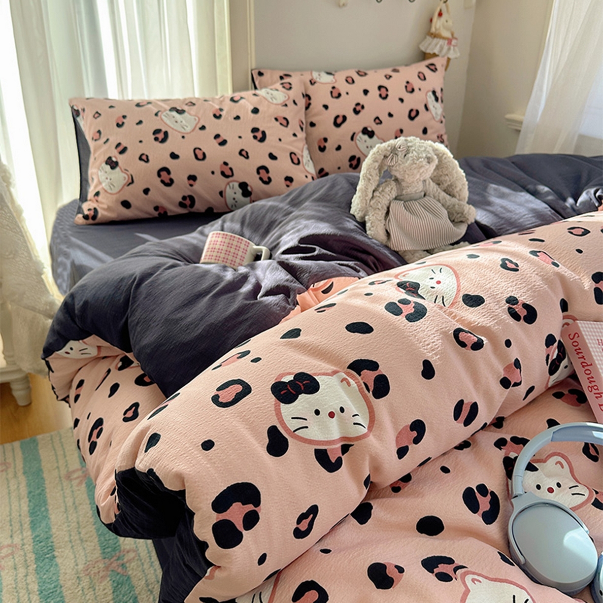 91家纺网 家纺一手货源 找家纺 （总）温眠家纺 2026新款敲可爱的奶呼呼云感双层纱简约四件套系列-超级治愈~