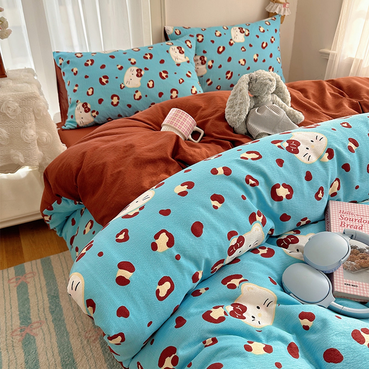 91家纺网 家纺一手货源 找家纺 （总）温眠家纺 2026新款敲可爱的奶呼呼云感双层纱简约四件套系列-超级治愈~