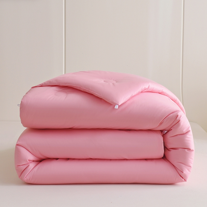 91家纺网 家纺一手货源 找家纺 启优家纺 全棉纯色羽绒被子被芯 粉玉