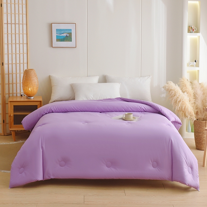 91家纺网 家纺一手货源 找家纺 启优家纺 全棉纯色羽绒被子被芯 香芋紫