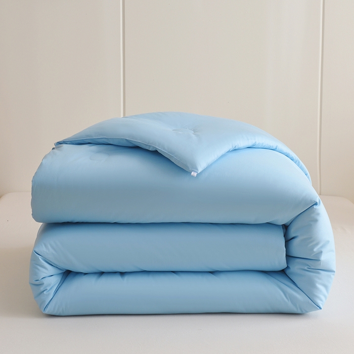 91家纺网 家纺一手货源 找家纺 启优家纺 全棉纯色羽绒被子被芯 天空蓝