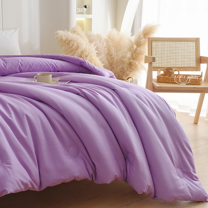 91家纺网 家纺一手货源 找家纺 启优家纺 全棉纯色羽绒被子被芯 香芋紫