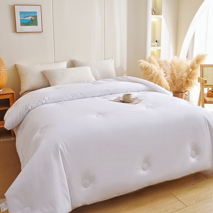 91家纺网 家纺一手货源 找家纺 启优家纺 全棉纯色羽绒被子被芯 本白