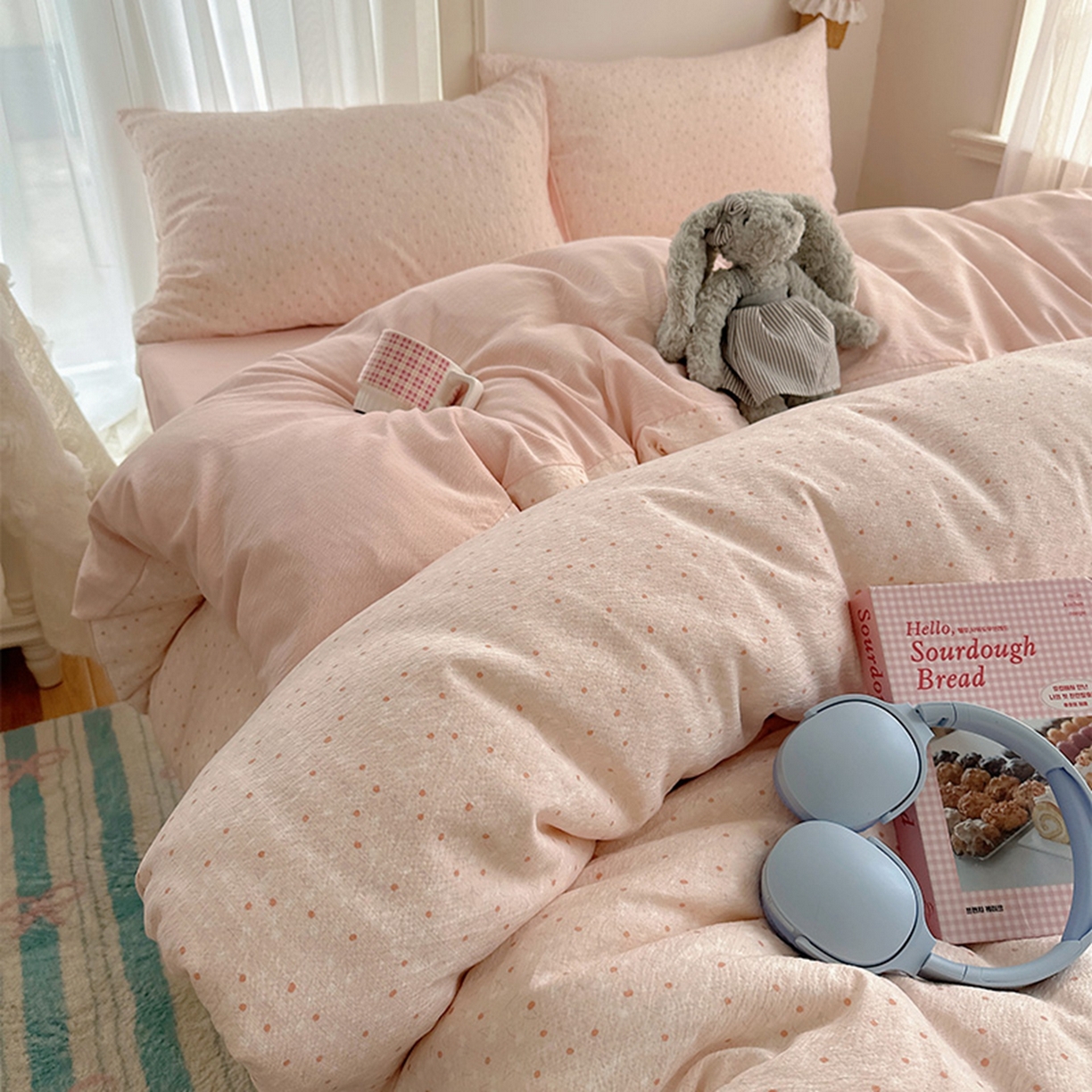 91家纺网 家纺一手货源 找家纺 （总）温眠家纺 2026新款敲可爱的奶呼呼云感双层纱简约四件套系列-超级治愈~