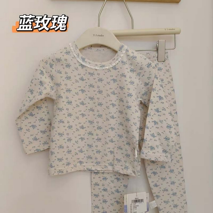 91家纺网 家纺一手货源 找家纺 妍景家居生活馆 2026新款亲肤舒适儿童断码款家居服 蓝玫瑰