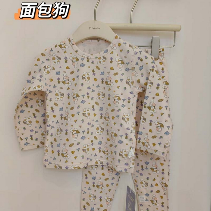 91家纺网 家纺一手货源 找家纺 妍景家居生活馆 2026新款亲肤舒适儿童断码款家居服 面包狗