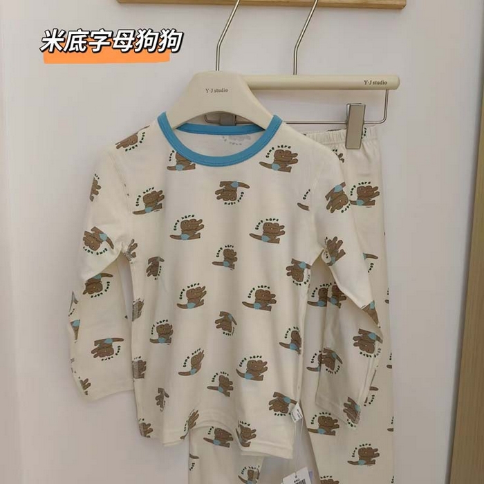 妍景家居生活馆 2026新款亲肤舒适儿童断码款家居服 米底字母狗狗