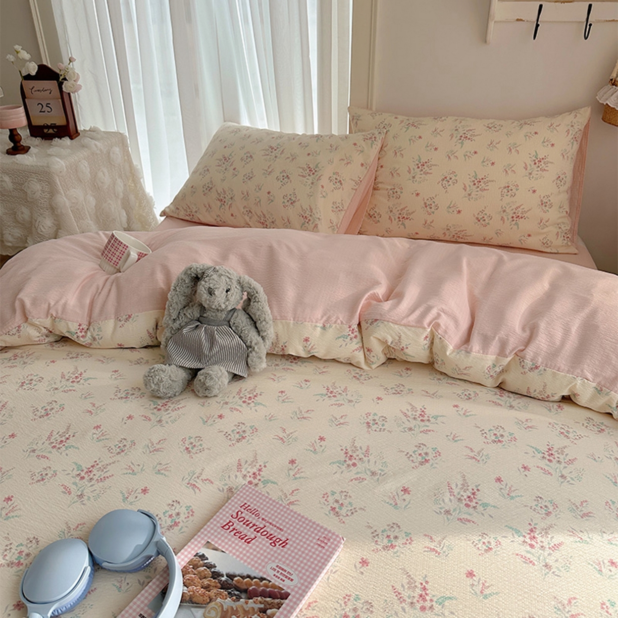 91家纺网 家纺一手货源 找家纺 温眠家纺 2026新款敲可爱的奶呼呼云感双层纱简约四件套系列-超级治愈~ 奶昔甜糕