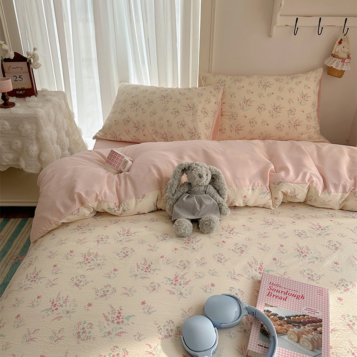 91家纺网 家纺一手货源 找家纺 温眠家纺 2026新款敲可爱的奶呼呼云感双层纱简约四件套系列-超级治愈~ 奶昔甜糕