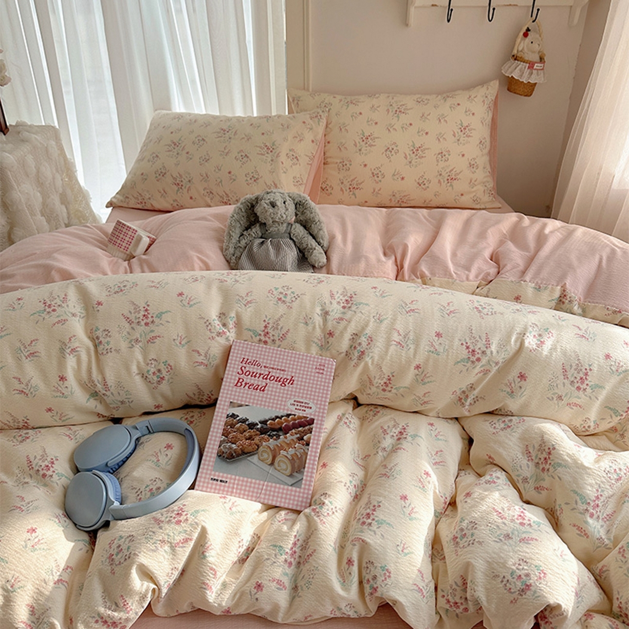 91家纺网 家纺一手货源 找家纺 温眠家纺 2026新款敲可爱的奶呼呼云感双层纱简约四件套系列-超级治愈~ 奶昔甜糕