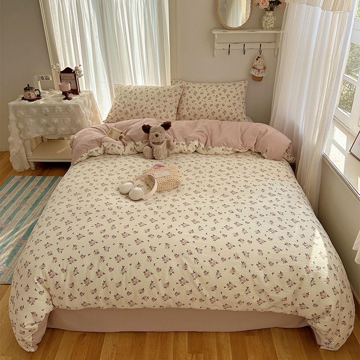 91家纺网 家纺一手货源 找家纺 温眠家纺 2026新款敲可爱的奶呼呼云感双层纱简约四件套系列-超级治愈~ 苏瑾