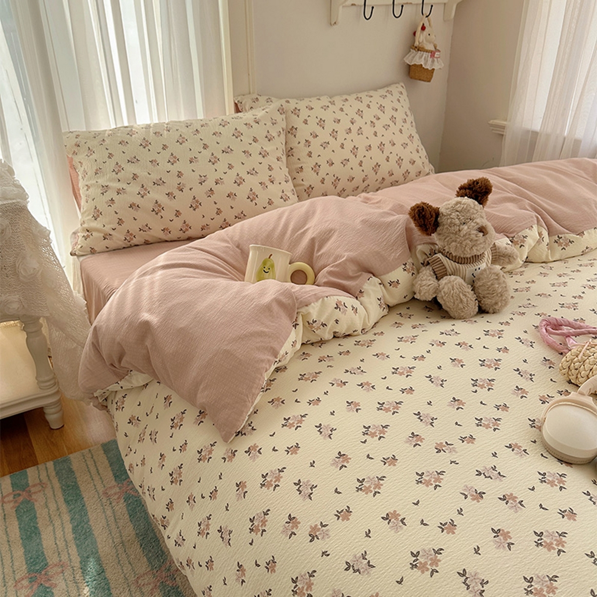 91家纺网 家纺一手货源 找家纺 温眠家纺 2026新款敲可爱的奶呼呼云感双层纱简约四件套系列-超级治愈~ 苏瑾