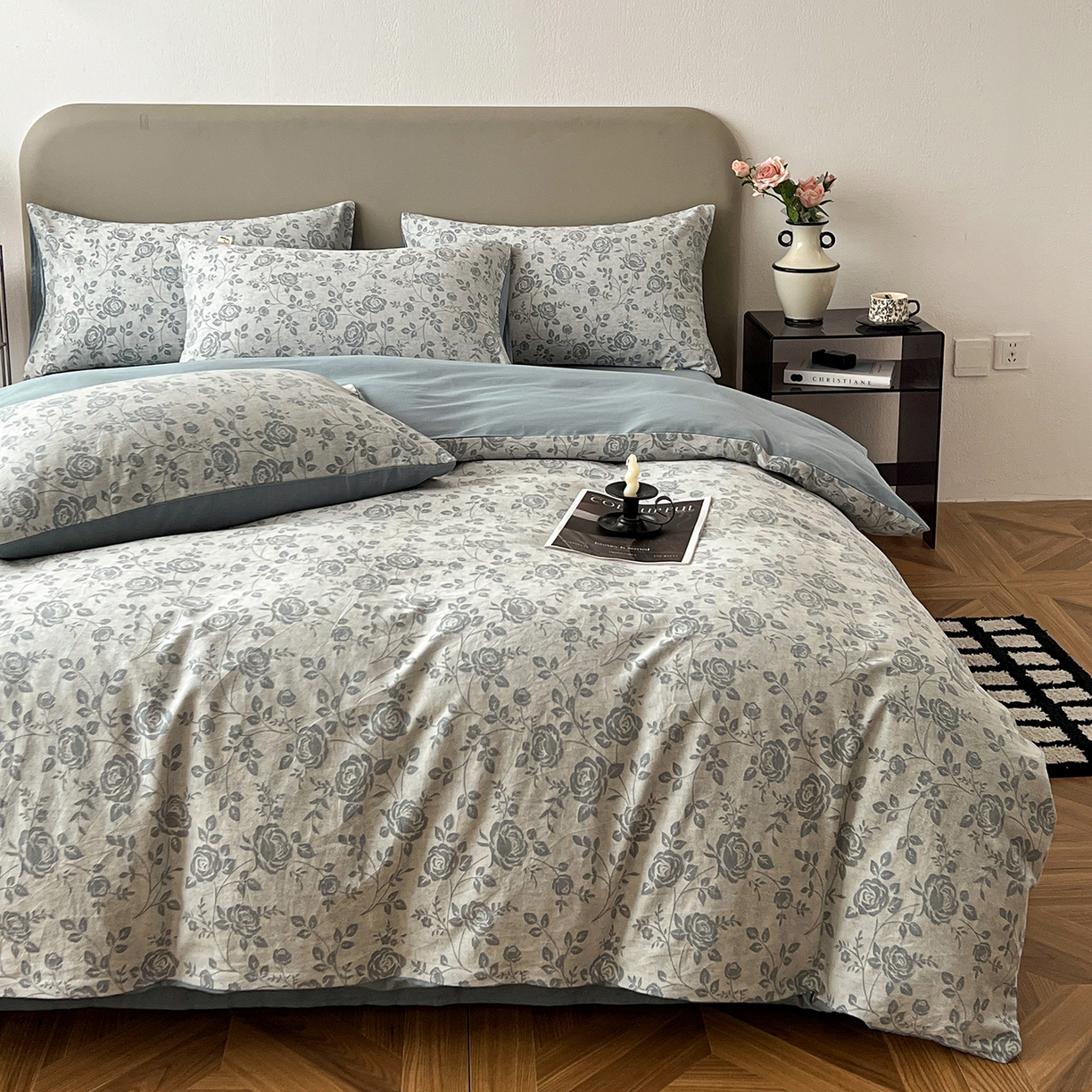 91家纺网 家纺一手货源 找家纺 锦彩家居 2026新款全棉色织大提花四件套-南法假日系列（提供买家秀） 知遇-蓝