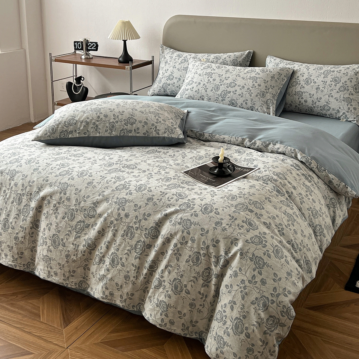 91家纺网 家纺一手货源 找家纺 锦彩家居 2026新款全棉色织大提花四件套-南法假日系列（提供买家秀） 知遇-蓝