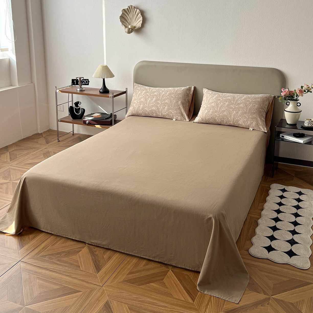 91家纺网 家纺一手货源 找家纺 锦彩家居 2026新款全棉色织大提花四件套-南法假日系列（提供买家秀） 叶茂-咖