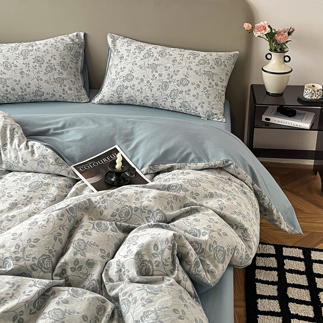 91家纺网 家纺一手货源 找家纺 锦彩家居 2026新款全棉色织大提花四件套-南法假日系列（提供买家秀） 知遇-蓝