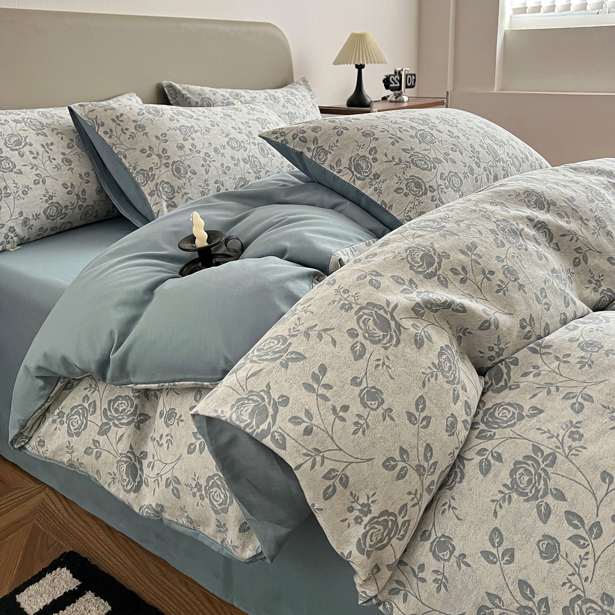 91家纺网 家纺一手货源 找家纺 锦彩家居 2026新款全棉色织大提花四件套-南法假日系列（提供买家秀） 知遇-蓝