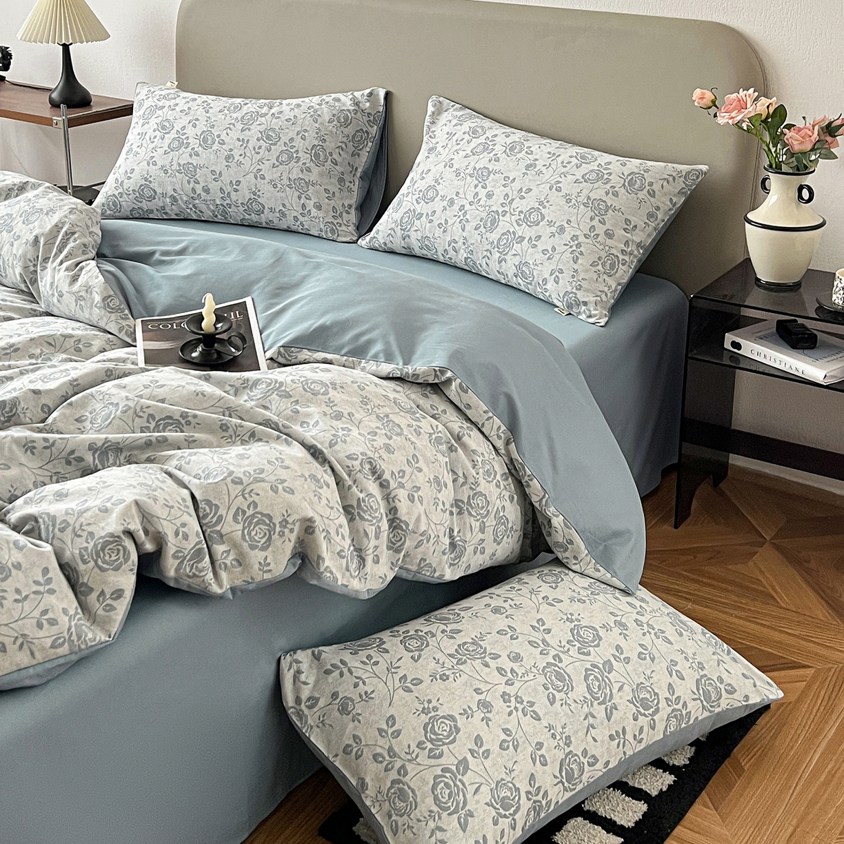 91家纺网 家纺一手货源 找家纺 锦彩家居 2026新款全棉色织大提花四件套-南法假日系列（提供买家秀） 知遇-蓝