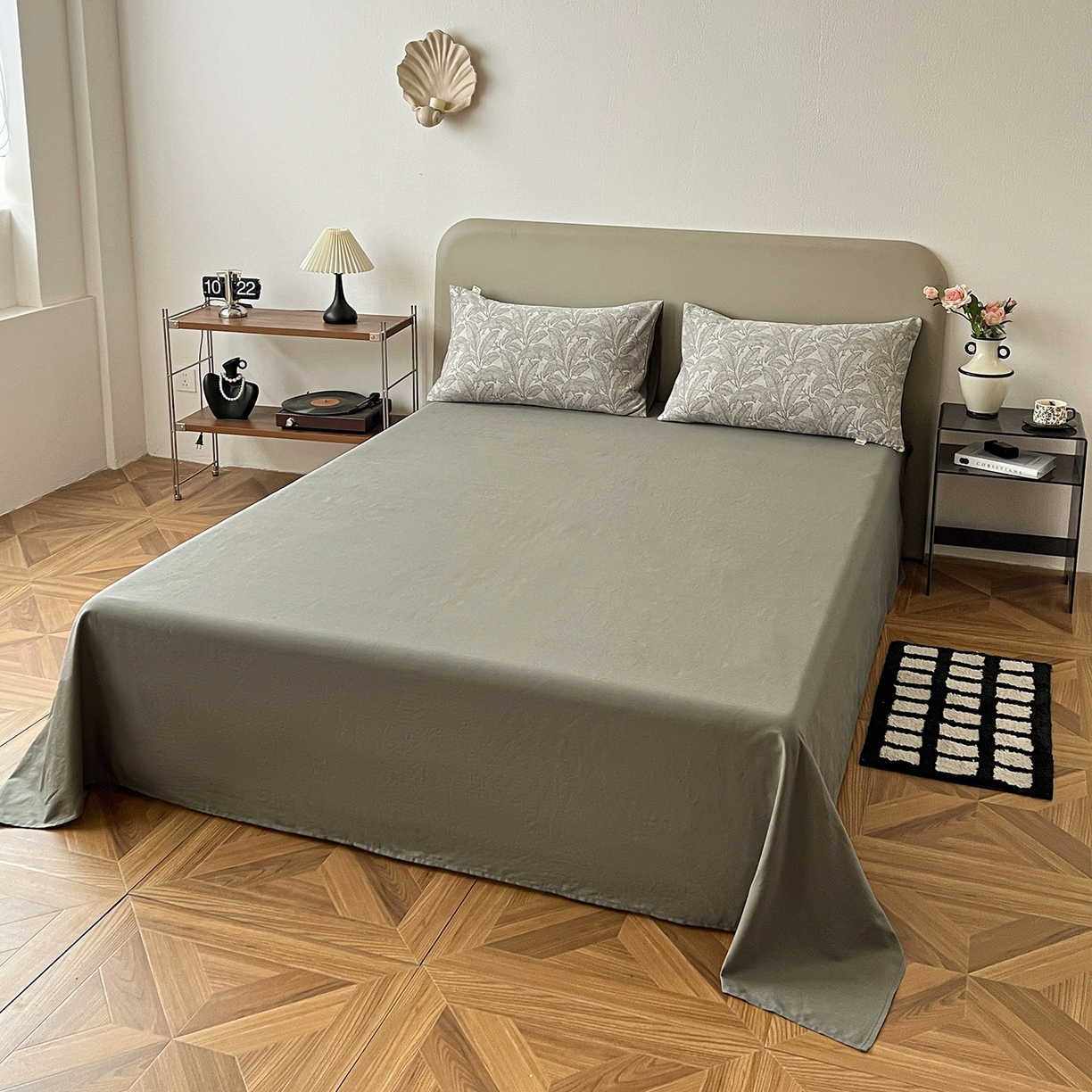 91家纺网 家纺一手货源 找家纺 锦彩家居 2026新款全棉色织大提花四件套-南法假日系列（提供买家秀） 叶茂-灰