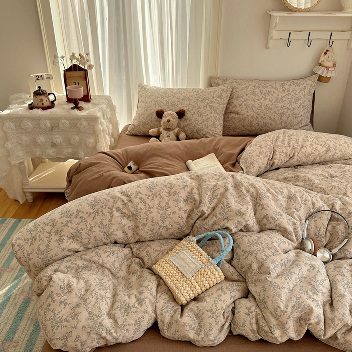 91家纺网 家纺一手货源 找家纺 温眠家纺 2026新款敲可爱的奶呼呼云感双层纱简约四件套系列-超级治愈~ 竹歆花语