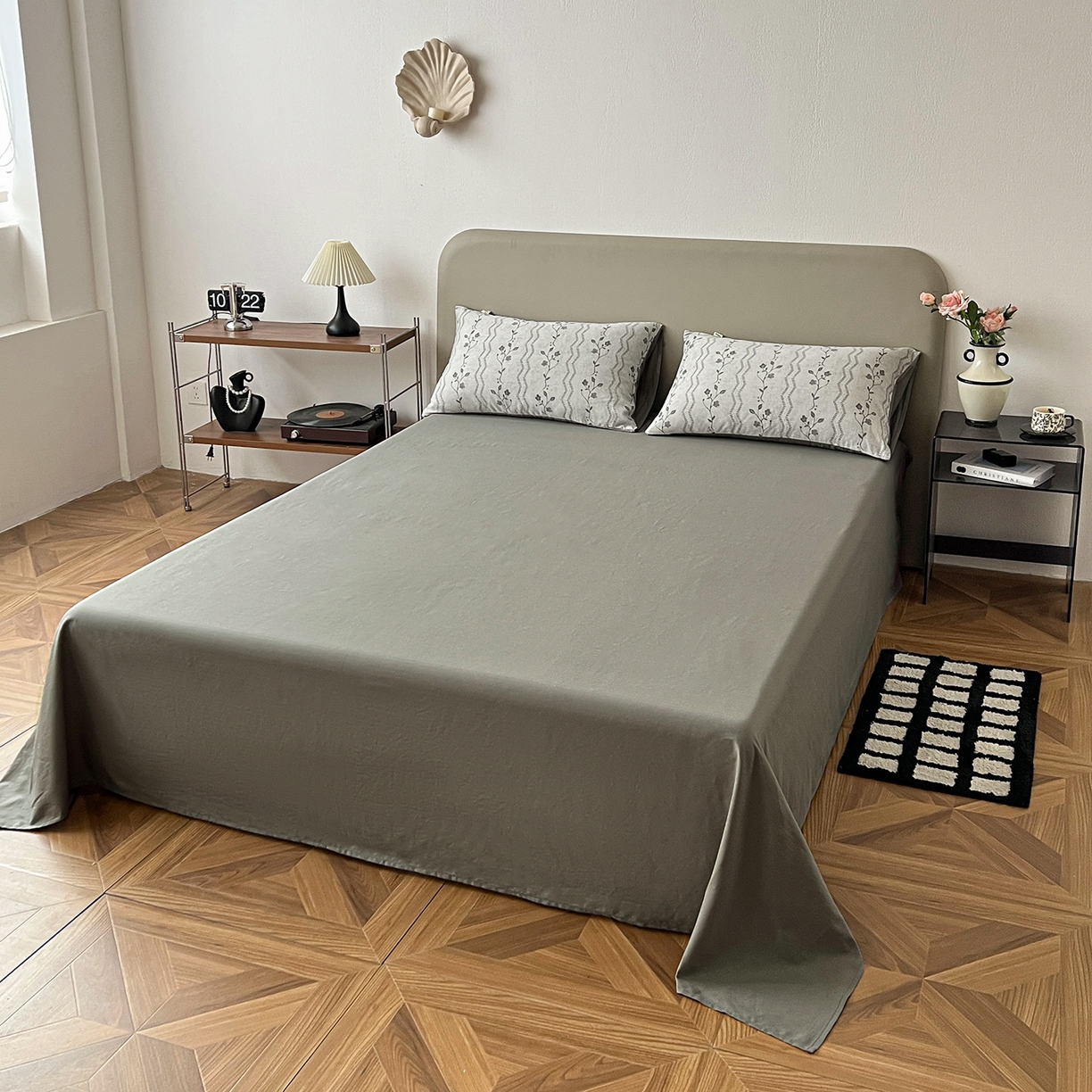 91家纺网 家纺一手货源 找家纺 锦彩家居 2026新款全棉色织大提花四件套-南法假日系列（提供买家秀） 洛川-灰