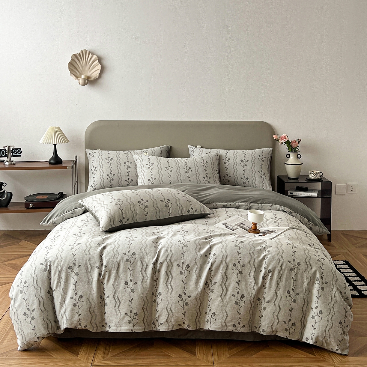 91家纺网 家纺一手货源 找家纺 锦彩家居 2026新款全棉色织大提花四件套-南法假日系列（提供买家秀） 洛川-灰