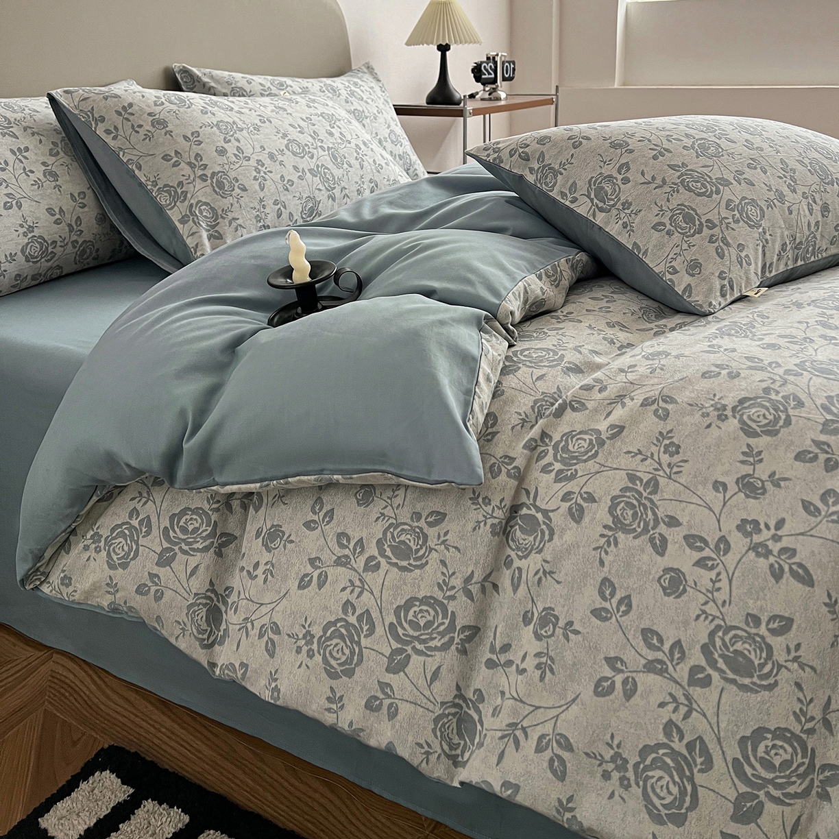 91家纺网 家纺一手货源 找家纺 锦彩家居 2026新款全棉色织大提花四件套-南法假日系列（提供买家秀） 知遇-蓝